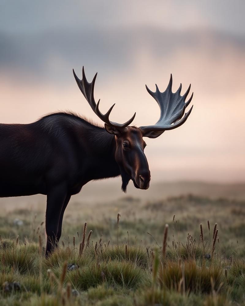 Bull Moose, Blue Hour, fine art print of Grand Lake, CO